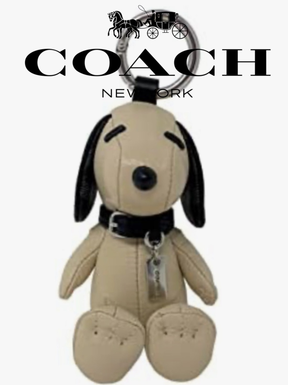 Coach X Peanuts Snoopy Collectible Bag Charm Leather Ivory Style CF852